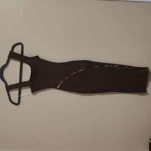 Brown Sleeveless Bodycon Dress with Zipper Detail Pretty Knit U.S.A. Size Small